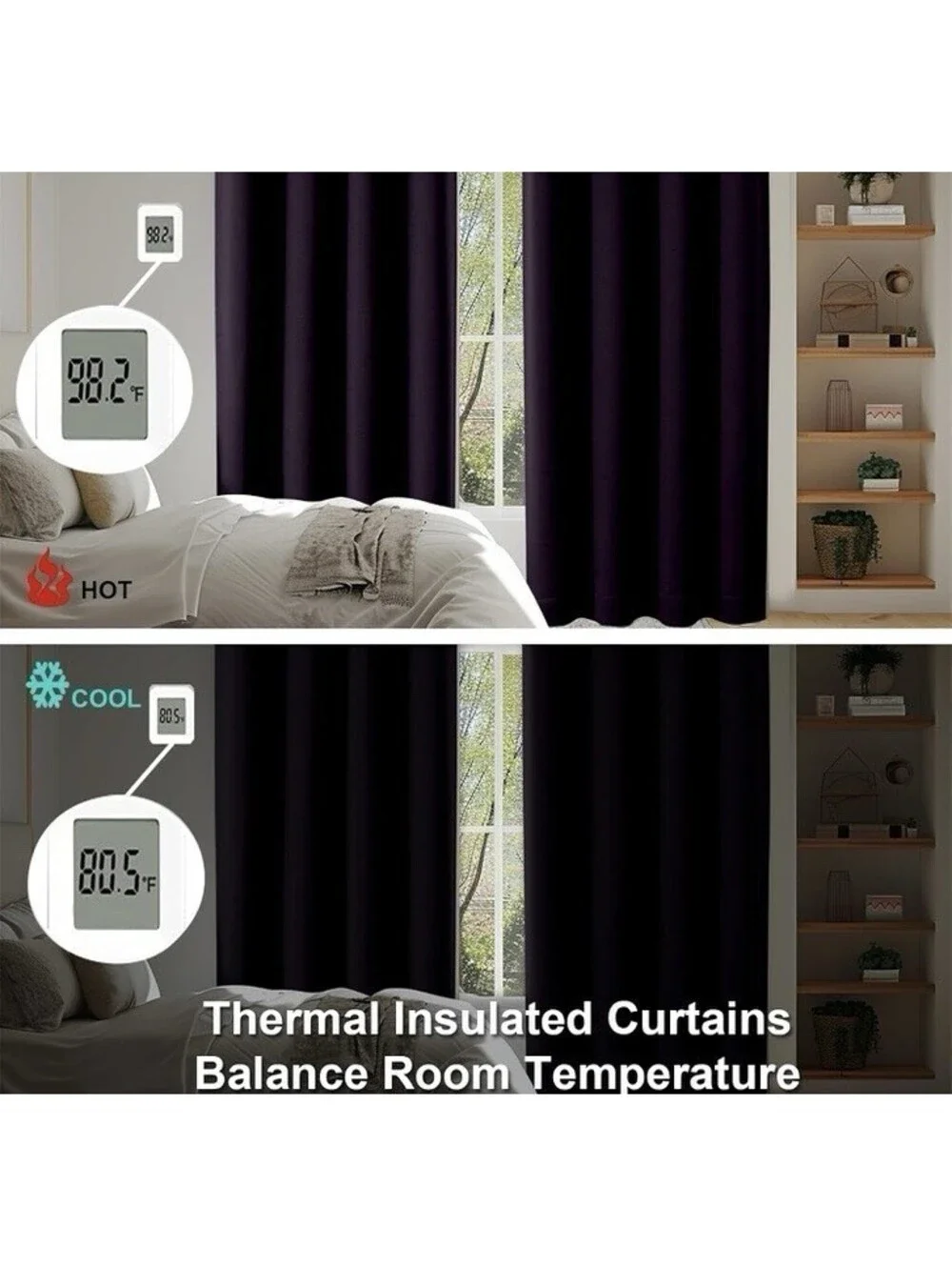 Simplebrand blackout curtains BlackBerry (dark Purple Color) 40”x96”  2 Panels